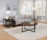 Acacia Wood 42-Inch Round Coffee Table, Antiqued Mocha Finish