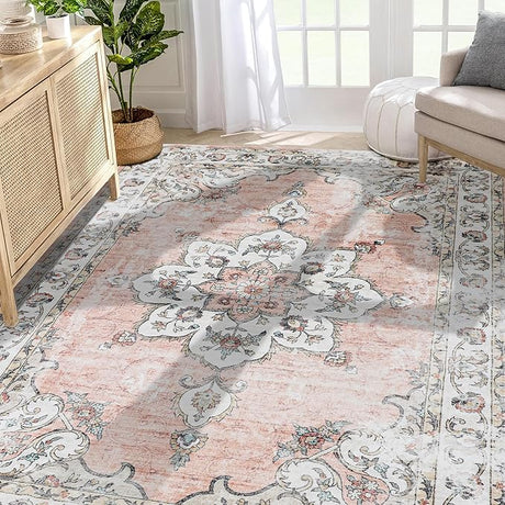 Machine Washable Rug 8x10 Area Rugs for Living Room Large Boho Bedroom Vintage