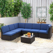 7PCS Patio Sofa Set with Coffee Table Patio Conversation Set Outdoor Sectional