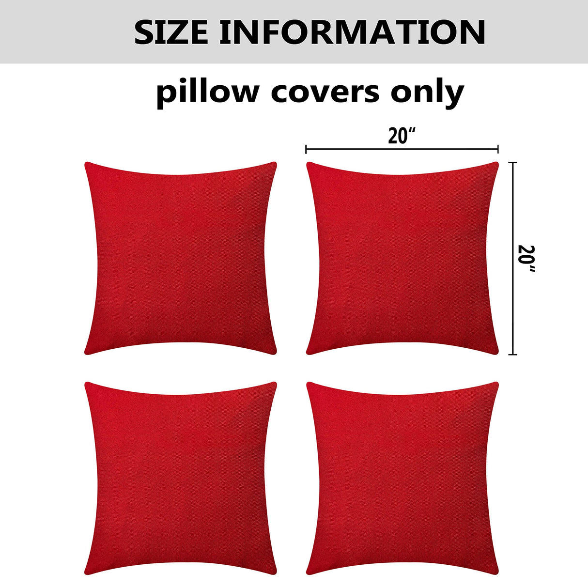 Outdoor Pillow Covers 20x20 Set of 4, Red Outdoor Throw Pillows for CouPatio Waterproofs for Holiday