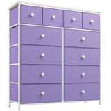 Purple Dresser, Dresser for Bedroom with 12 Drawers, Tall Dresser with Wooden Top and Metal Frame