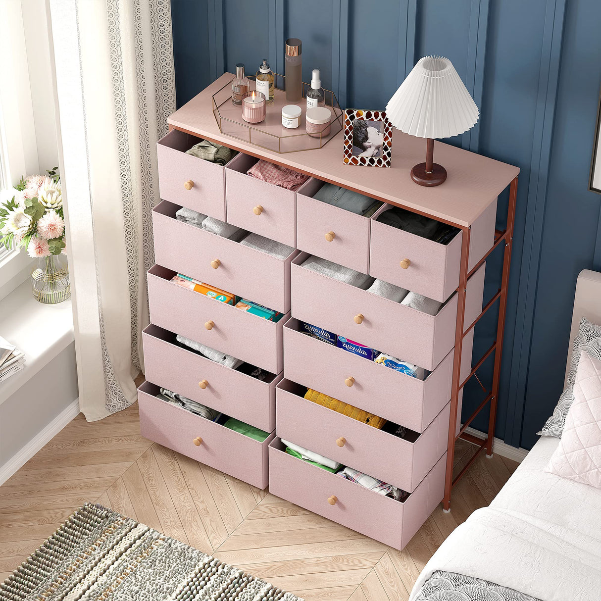 Pink Dresser for Bedroom with 12 Drawers Dressers for Bedroom Pink Chest of Drawers