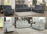 65" Leather Gel Double Reclining Loveseat, Dark Gray