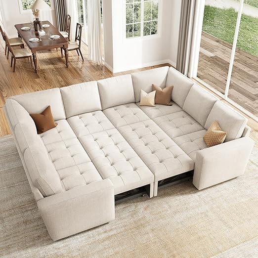 Modular Sectional Sleeper Sofa with Pull Out Bed, Convertible L Shaped