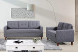 55" Modern Loveseat with Soft-Cushioned Backrest, Piped Details & Tapered Wood Legs