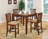 5-Piece Counter Height Dining Set - Red Brown & Tan