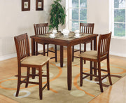 5-Piece Counter Height Dining Set - Red Brown & Tan