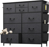 10 Drawer Dresser, Chest of Drawers for Bedroom, PU Dresser with Side Pockets