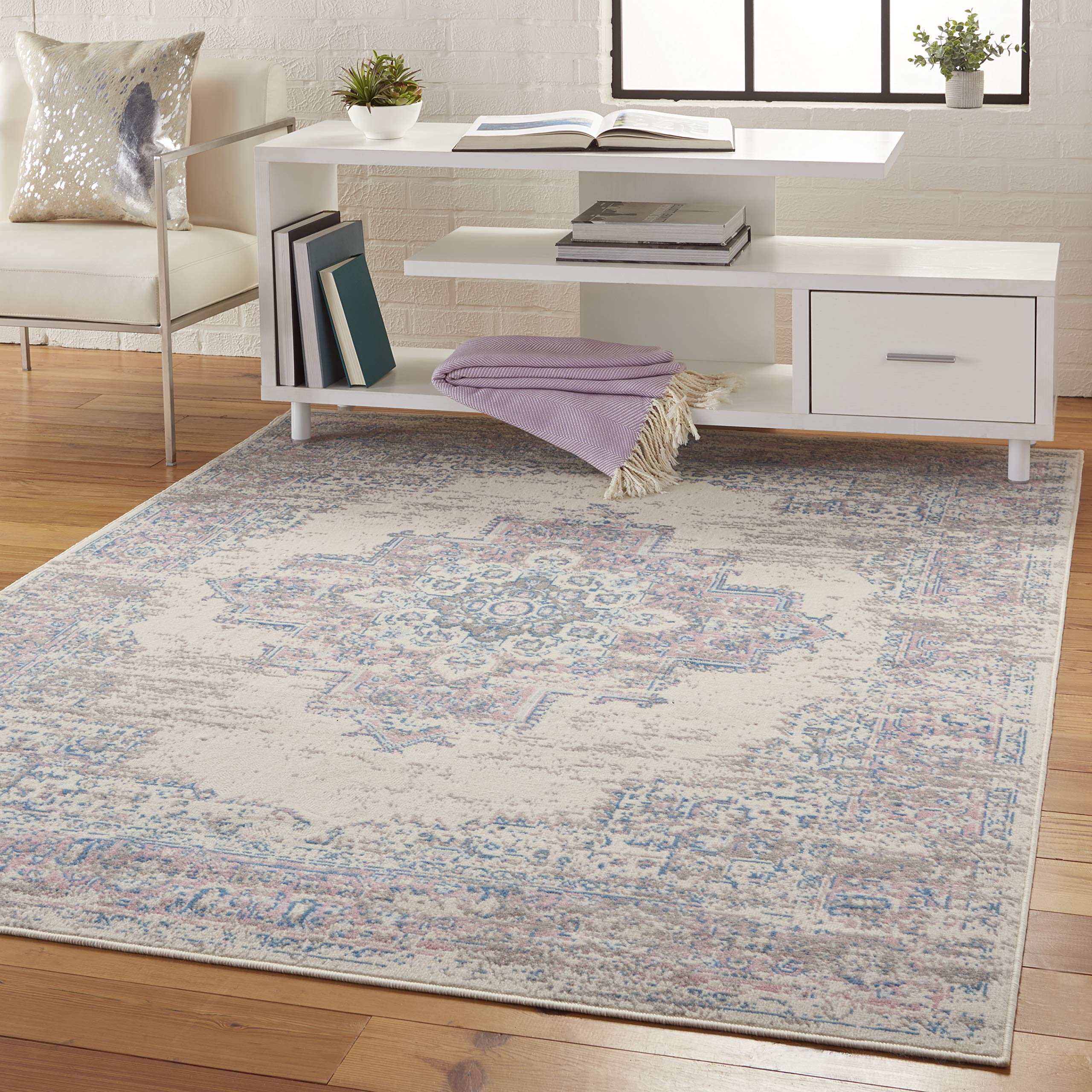 Nourison Home Grafix GRF14, 6' x 9', Ivory/Pink