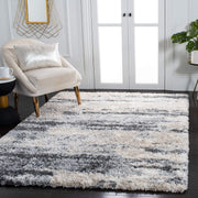 Fontana Shag Collection Area Rug - 8' x 10', Grey & Ivory, Modern Design