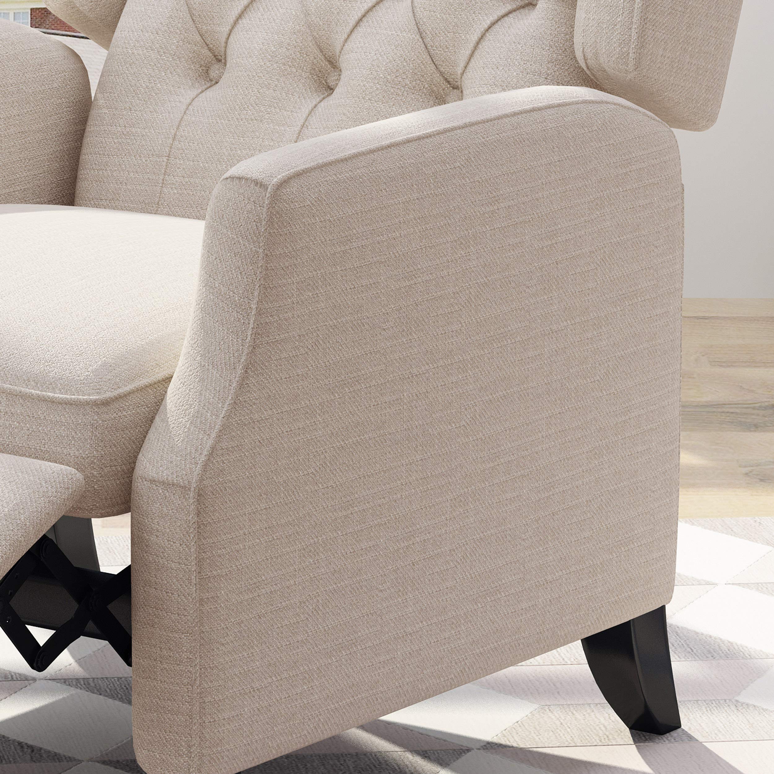 Diana Wingback Recliner, Light Beige Tweed + Dark Brown