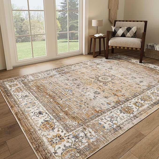 9x12 Area Rugs for Living Room,Ultra-Thin Washable Rug, Non-Slip Lightweight Foldable