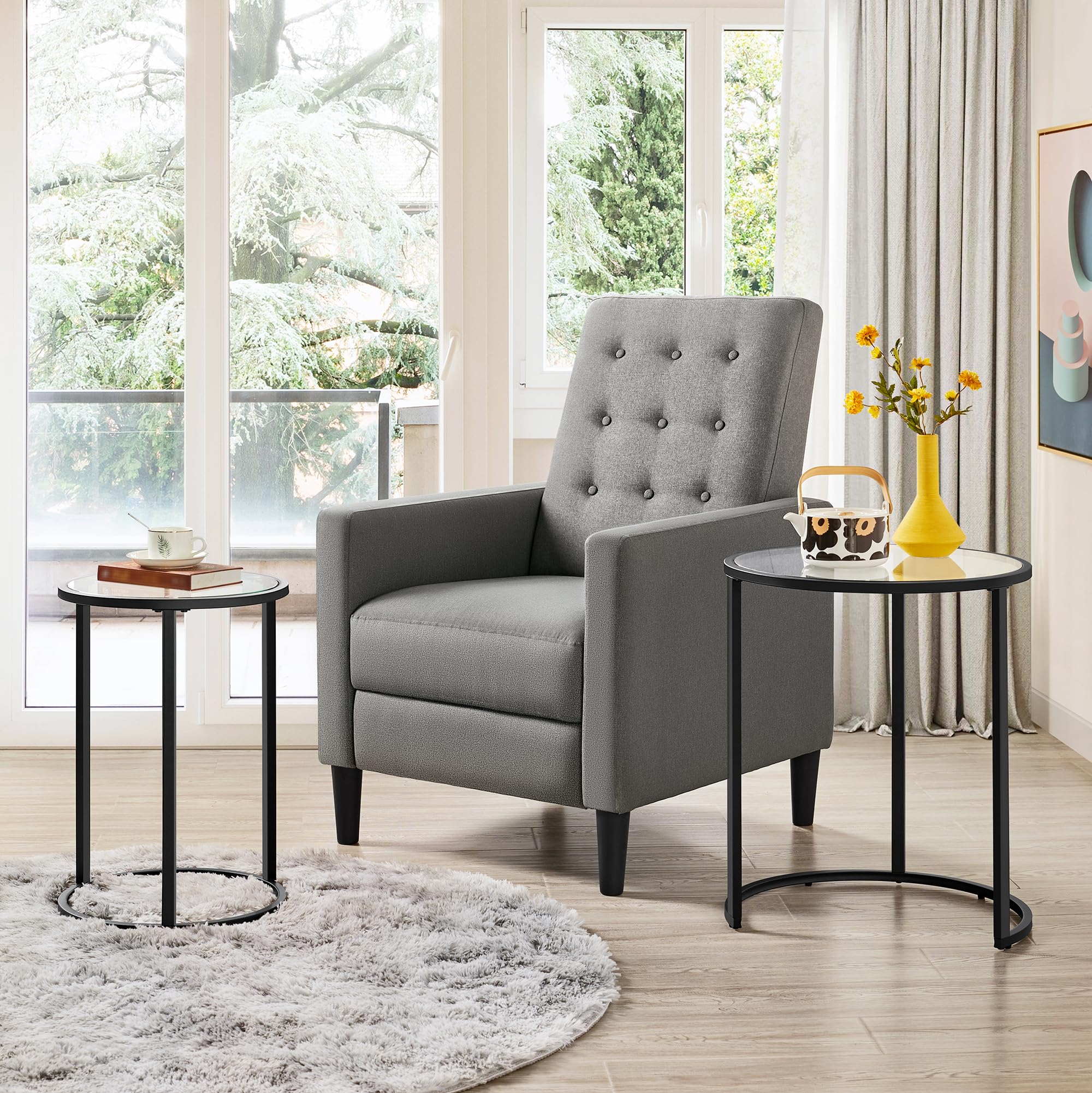 Round Nesting End Table Set of 2,Stacking Side Tables,Coffee Tables Set w/Metal Frame