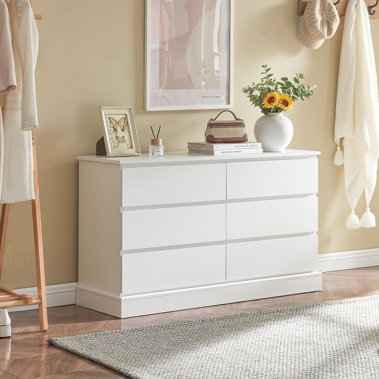 White Bedroom Dresser Modern 6 Drawer Dresser Wood Dresser Organizer Wide Dressers