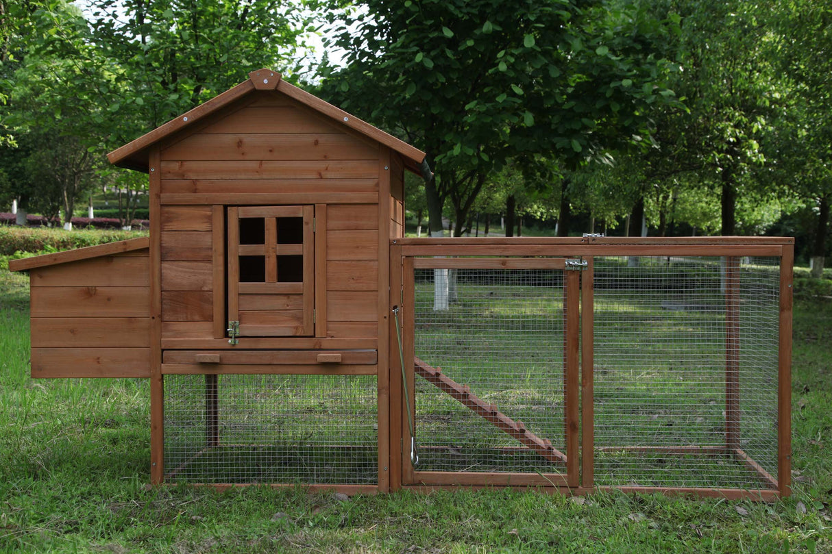 80" Chicken Coop for 2-4 Chickens Outdoor Wooden Hen House Poultry Pet Hutch