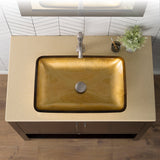 Rectangular Gold Glass Vessel Bathroom Sink, 22 inch GVR-210-RE