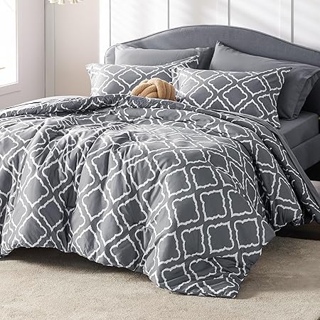 Full Comforter Set 7 Pieces - White Quatrefoil Comforters Full Size