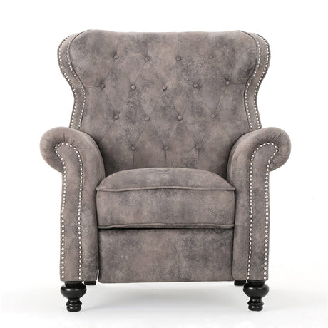 Waldo Tufted Wingback Recliner Chair(Warm Stone).