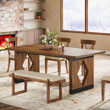 Inch Dining Table for 4-6 People, Rectangle Kitchen Table with Heavy Duty Legs, Farmhouse Wooden Dining