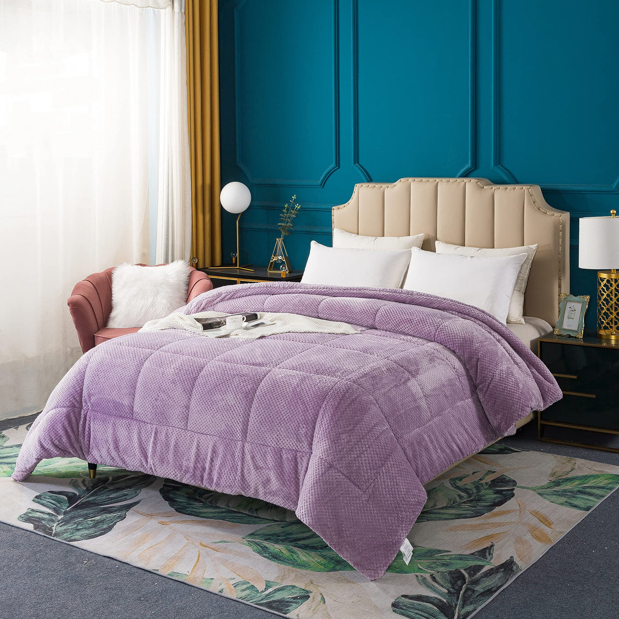 Super Ultra Soft Luxury Plush Sherpa Comforter, Cozy Reversible Faux Fur Machine