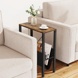 Narrow Side Table with Charging Station, Small End Table