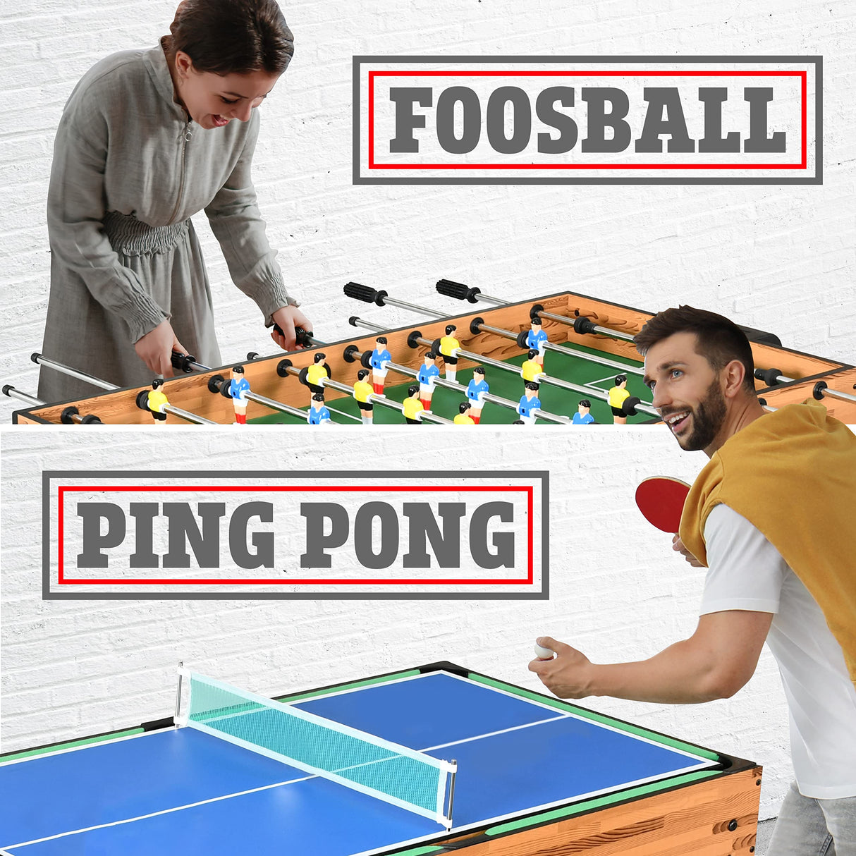 Multi Game Table, 48" Sports Arcade Games with Accessories, Ping Pong