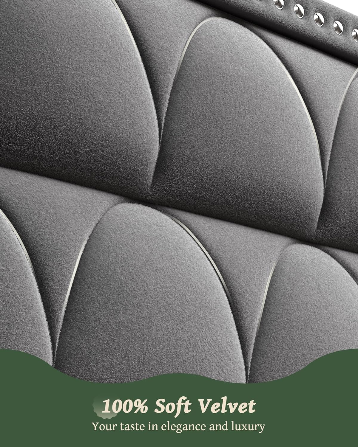 King Size Velvet Platform Bed Frame with 56" Wingback Headboard