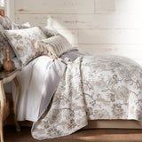 Ophelia Quilt Set - Full/Queen Quilt and Two Standard Shams - Floral - Taupe Grey Cream Blush