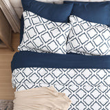 Full Comforter Set 7 Pieces - White Quatrefoil Comforters Full Size