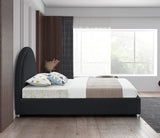 Milo Collection Modern | Contemporary Boucle Fabric Upholstered Bed Nailheads