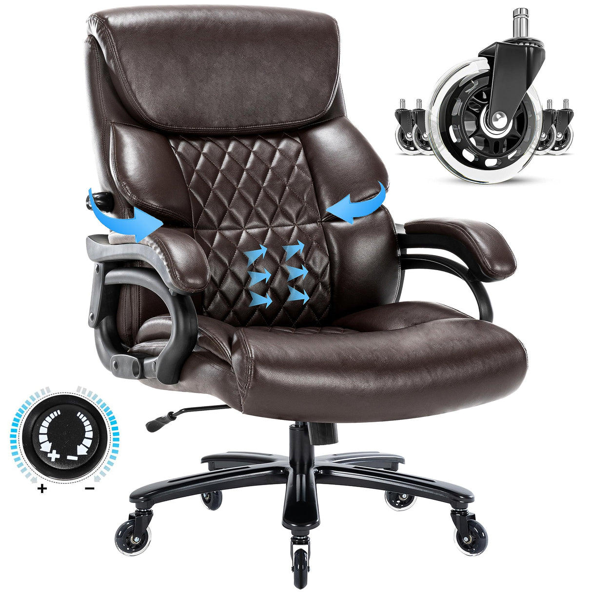 Big and Tall Office Chair- 500 LBS Heavy Duty Executive Office Chair for Heavy People