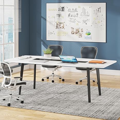 8FT Conference Table, 94.48L x 47.21W x 29.52H Inches Boat Shaped Meeting Table