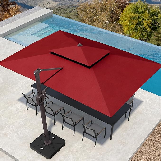 Patio Umbrella Outdoor Large Rectangle Cantilever Umbrellas Double Top