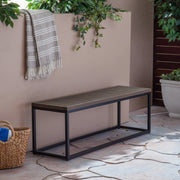 Christopher Knight Home Drew Outdoor Industrial Acacia Wood and Iron Bench, Gray, Grey Finish/Black Metal
