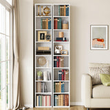 Tall Narrow Bookshelf 8 Tiers 71in Set of 2, Compact Corner Bookcase, Easy to Match for Living Room, Office, Study, Bedroom