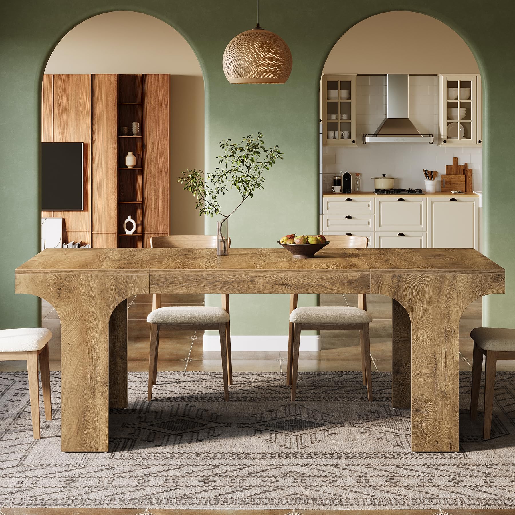 71-Inch Farmhouse Dining Table for 6-8 People