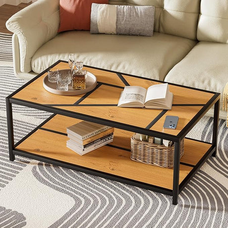 Craftsman Coffee Table - 40 Inch Wooden Center Table, Living Room Furniture