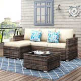 Patio Furniture Set All Weather Wicker Outdoor Sectional Chairs