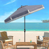 PAT8008A Collection Milan Fringe Navy and White 9Ft Crank Outdoor Push Button