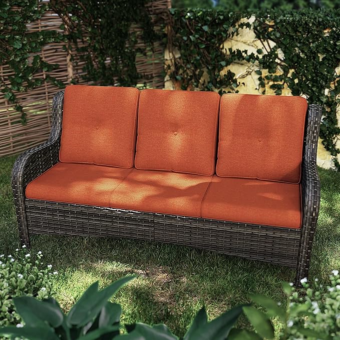73'' Outdoor Patio Couch Wicker Sofa - 3 Seater Rattan Sofa