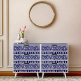 Boho Nightstand Set of 2,Blue Night Stand with 3 Drawer,Bohemian Nightstand Bedside
