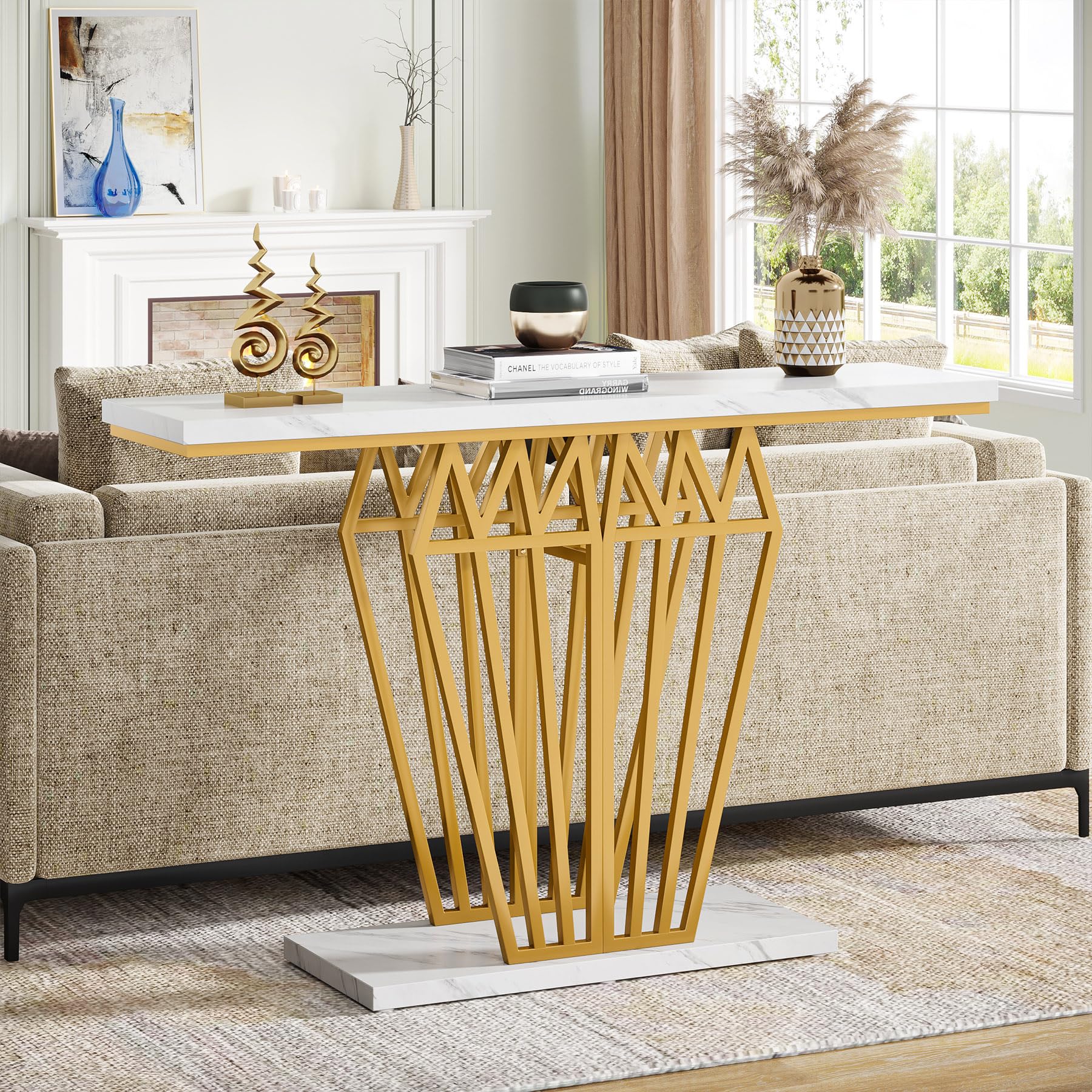 Console Table, Modern 47.24-Inch Entryway Table with LED Lights