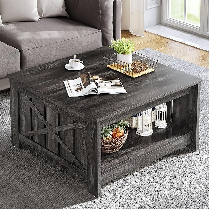 Coffee Table Farmhouse Coffee Table with Storage Rustic Wood Cocktail Table