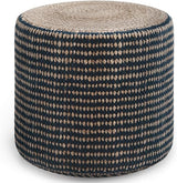 Larissa Round Pouf, Footstool, Upholstered in Natural Hand Braided Jute