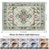 Washable Area Rug 5'x7' - Green Vintage Area Rugs for Living Room, Bedroom, Office,