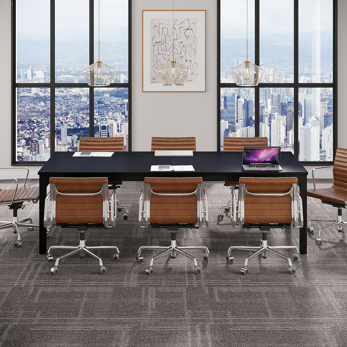 6.5 FT Conference Room Table, 78.74" W x 27.56" D Large Office Conference Table