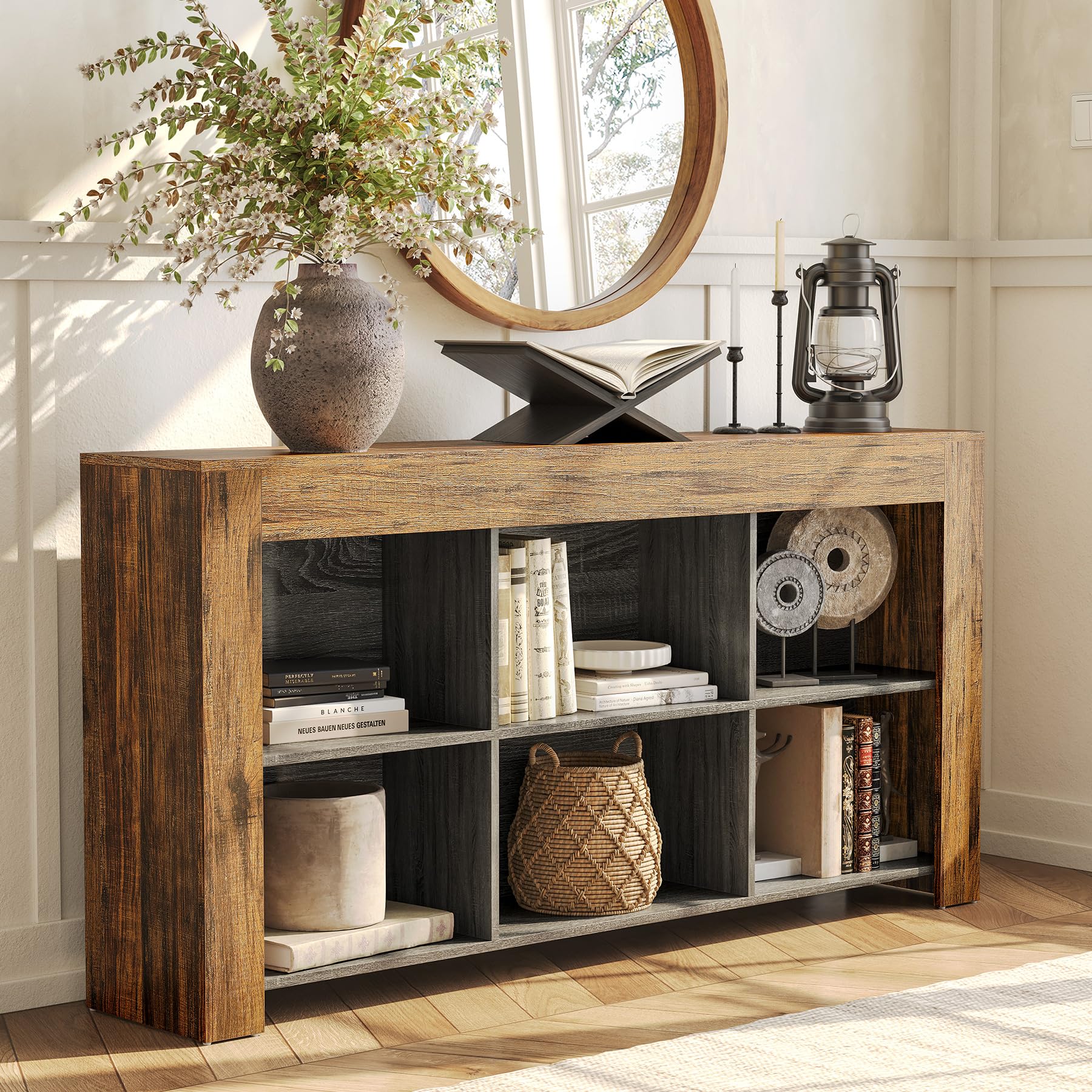Console Table with Storage, 63-Inch Narrow Long Sofa Table