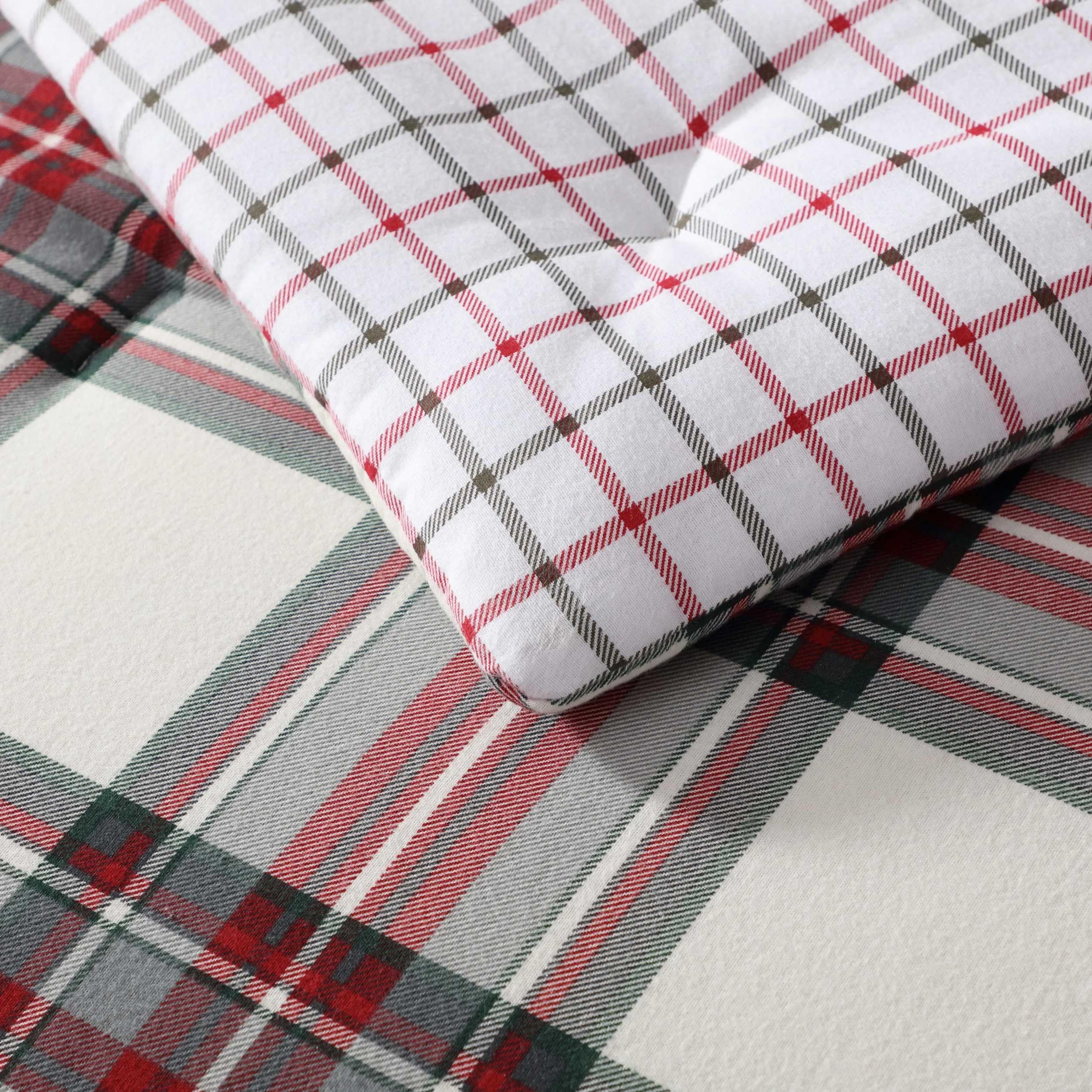 Queen Comforter Set - Soft Cotton Flannel 3-Piece Bedding with Pillowcases