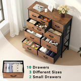 10 Drawer Dresser, Dresser for Room, Fabric Storage Dresser, Chest of Drawers for Living