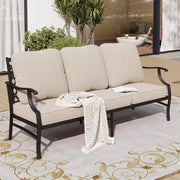 Metal Patio Furniture Sofa with 5.75" Super-Thick Waterproof Cushion